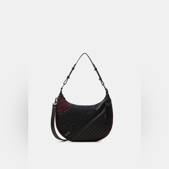 Desigual Siberia black half-moon shoulder bag. - Picture 2 of 12